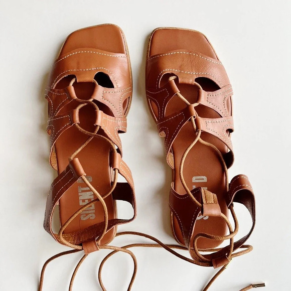 NWT Anthropologie.  BROWN  Silent D Gladiator Satelli Tie-Up Sandals  39 - Picture 4 of 6
